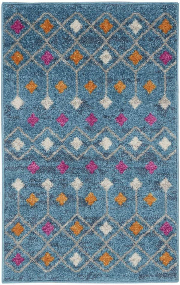 2?x 3?Blue Jewels Geometric Scatter Rug