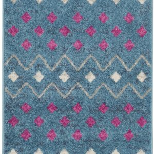 2?x 8?Blue Jewels Geometric Runner Rug