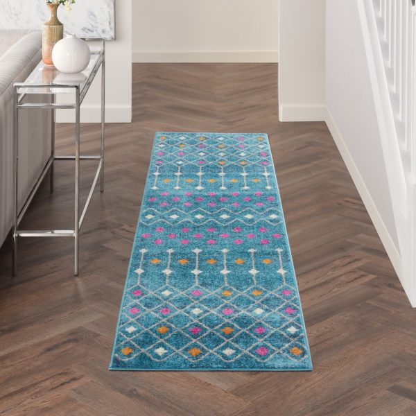 2?x 8?Blue Jewels Geometric Runner Rug - Image 4
