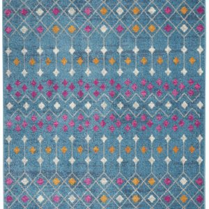 5?x 7?Blue Jewels Geometric Area Rug