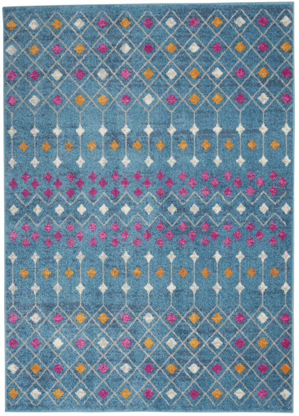 5?x 7?Blue Jewels Geometric Area Rug