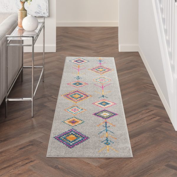 2?x 8?Gray and Multicolor Geometric Runner Rug - Image 4