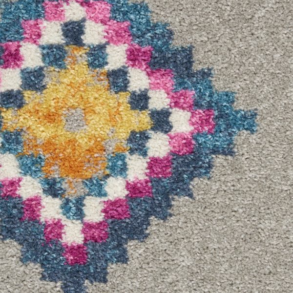 2?x 8?Gray and Multicolor Geometric Runner Rug - Image 5