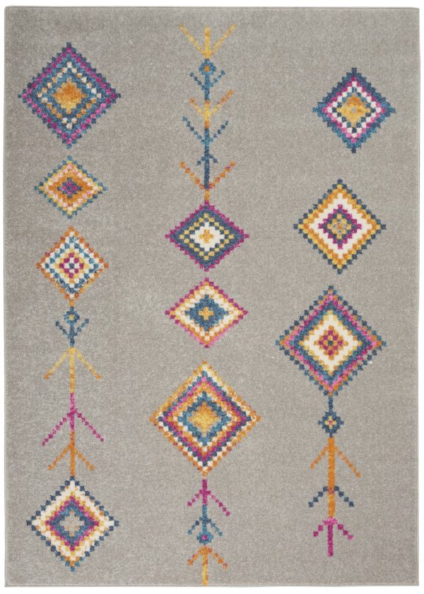 4?x 6?Gray and Multicolor Geometric Area Rug