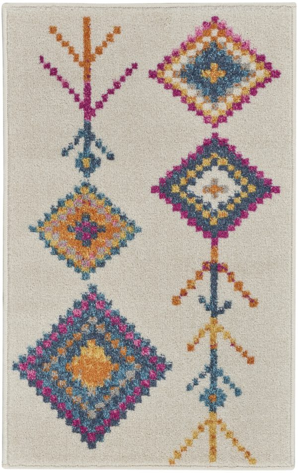 2?x 3?Ivory Boho Jewels Geometric Scatter Rug