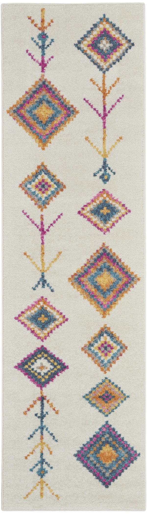 2?x 8?Ivory Boho Jewels Geometric Runner Rug