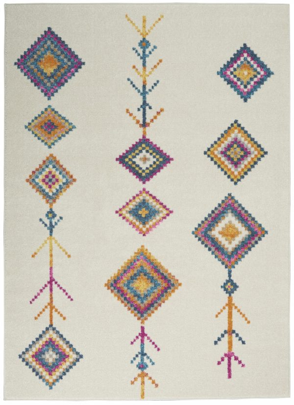 4?x 6?Ivory Boho Jewels Geometric Area Rug