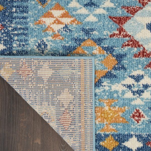 2?x 8?Blue and Multi Diamonds Runner Rug - Image 3