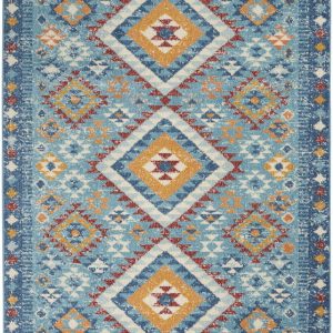 5?x 7?Blue and Multi Diamonds Area Rug
