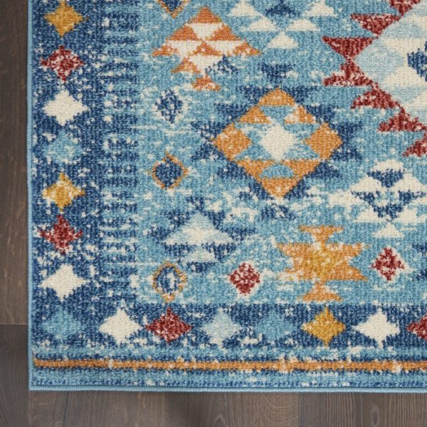 5?x 7?Blue and Multi Diamonds Area Rug - Image 2