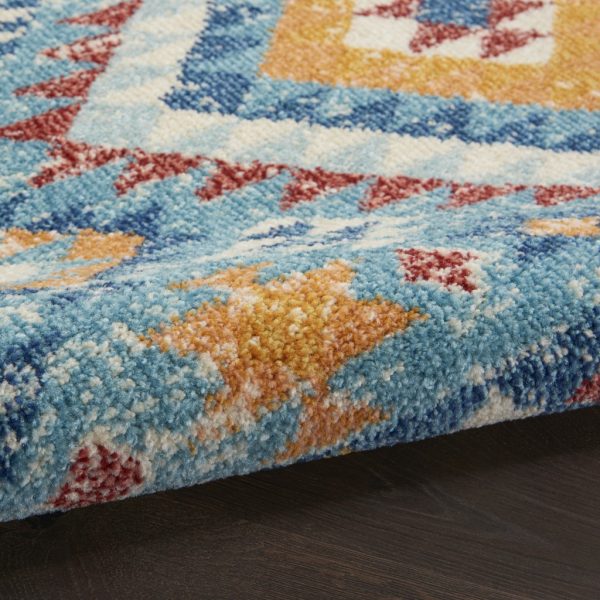5?x 7?Blue and Multi Diamonds Area Rug - Image 3