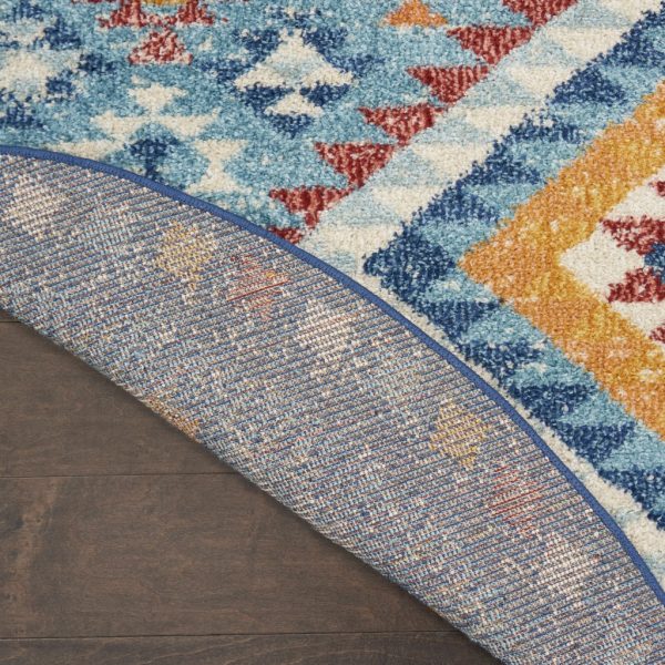 5?Round Blue and Multi Diamonds Area Rug - Image 3