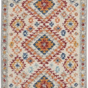 2?x 3?Ivory and Red Diamonds Scatter Rug