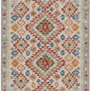 2?x 6?Ivory and Red Diamonds Runner Rug