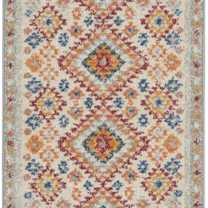 2?x 8?Ivory and Red Diamonds Runner Rug