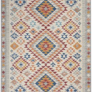 4?x 6?Ivory and Red Diamonds Area Rug