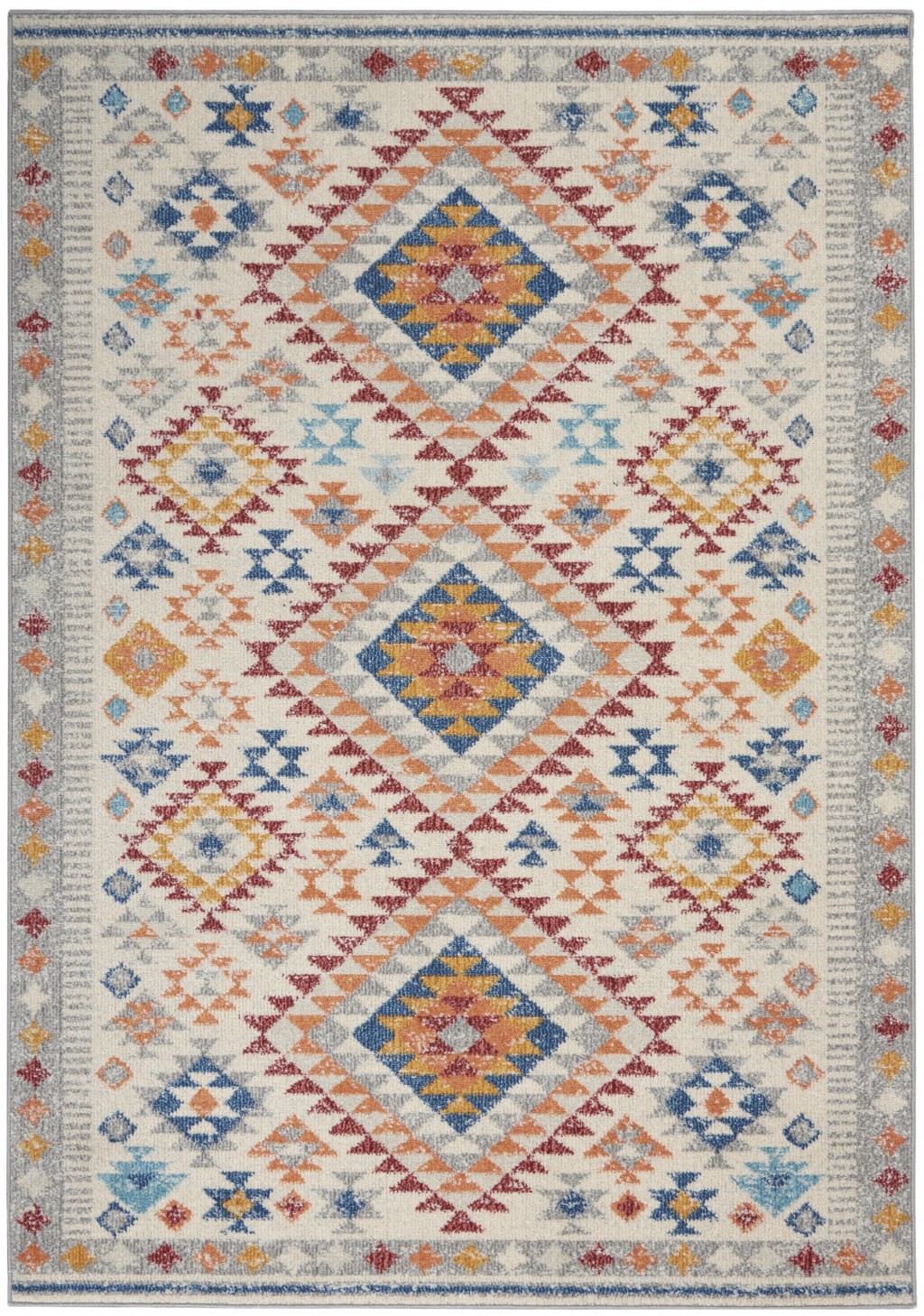 4?x 6?Ivory and Red Diamonds Area Rug