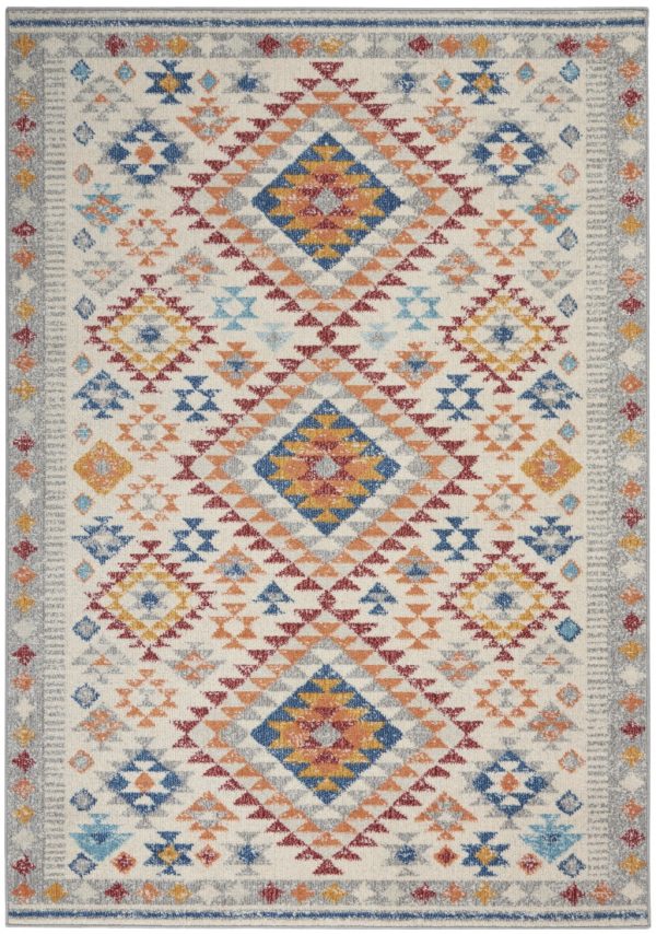 5?x 7?Ivory and Red Diamonds Area Rug