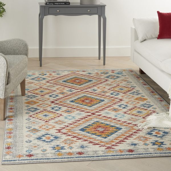 5?x 7?Ivory and Red Diamonds Area Rug - Image 4