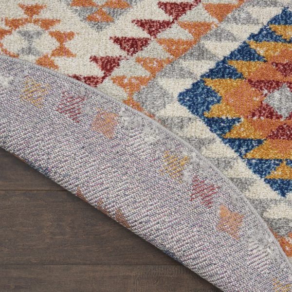 5?Round Ivory and Red Diamonds Area Rug - Image 3
