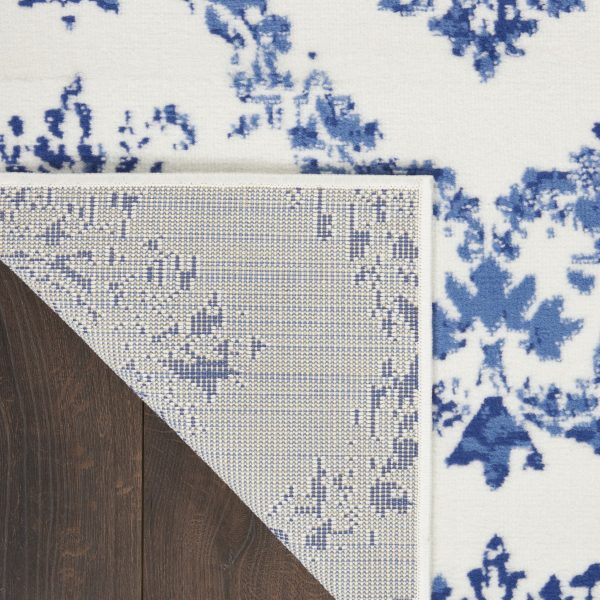 5?x 7?Ivory and Navy Damask Area Rug - Image 2