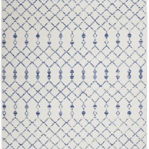 4?x 6?Ivory and Blue Berber Pattern Area Rug