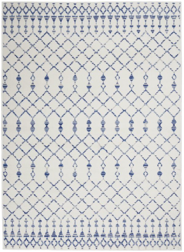 4?x 6?Ivory and Blue Berber Pattern Area Rug