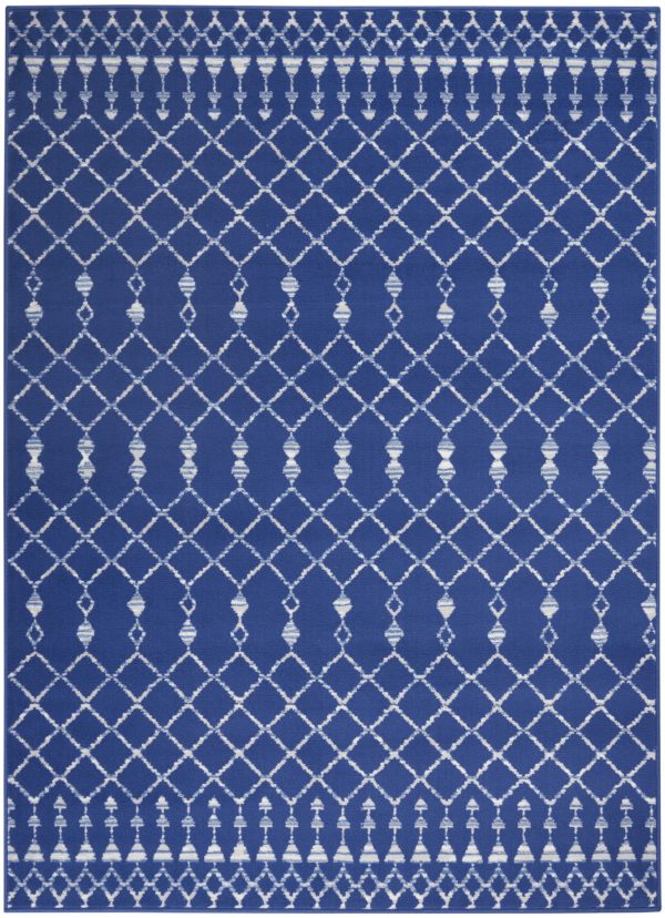 6?x 9?Navy Blue and Ivory Berber Pattern Area Rug