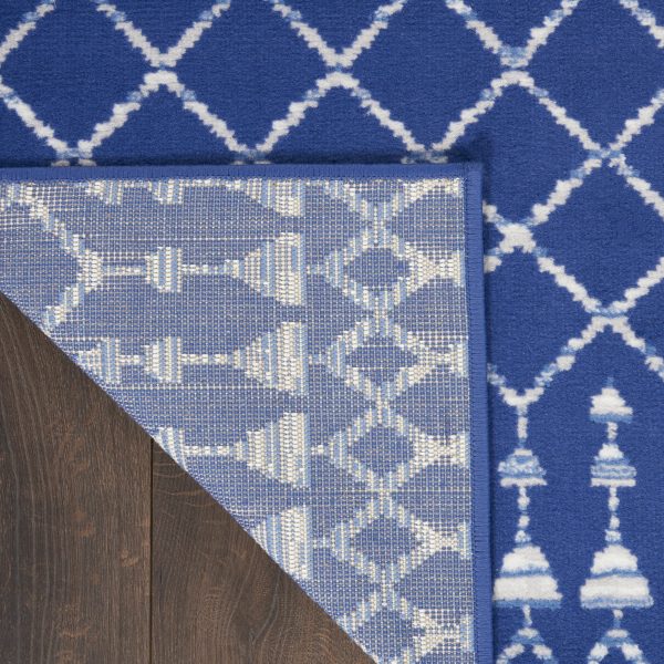 6?x 9?Navy Blue and Ivory Berber Pattern Area Rug - Image 2