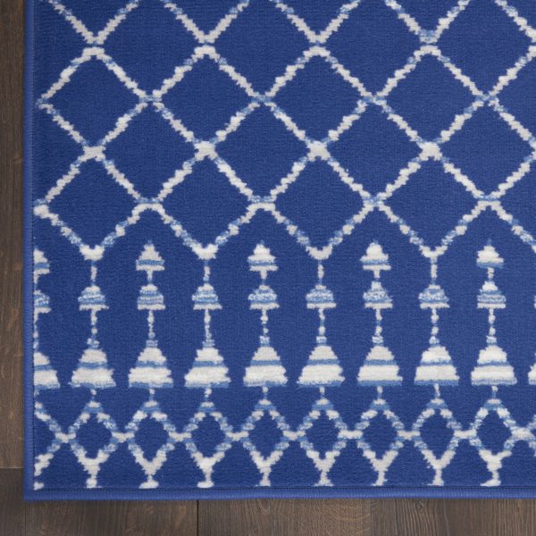 6?x 9?Navy Blue and Ivory Berber Pattern Area Rug - Image 3