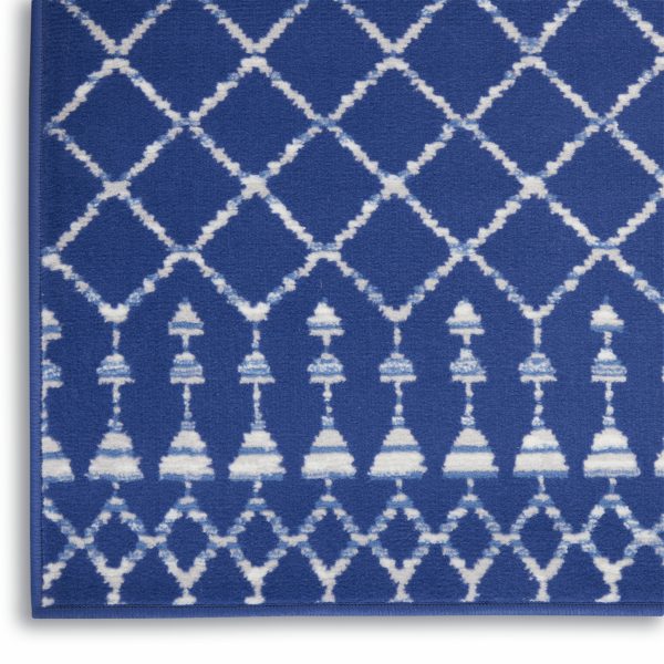 6?x 9?Navy Blue and Ivory Berber Pattern Area Rug - Image 4