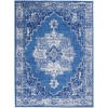 5?x 7?Navy Blue and Ivory Persian Medallion Area Rug