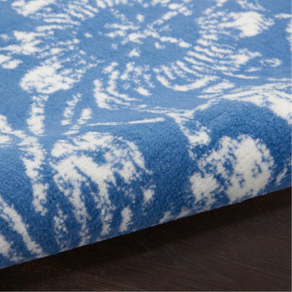 6?x 9?Blue and Ivory Floral Vines Area Rug - Image 5