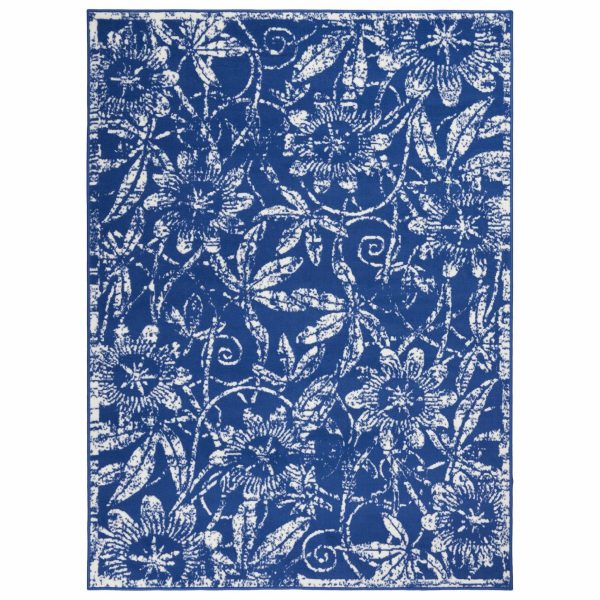 6?x 9?Navy and Ivory Floral Vines Area Rug - Image 4