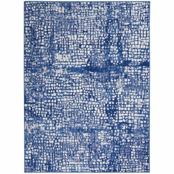 5?x 7?Ivory and Navy Abstract Grids Area Rug - Image 4