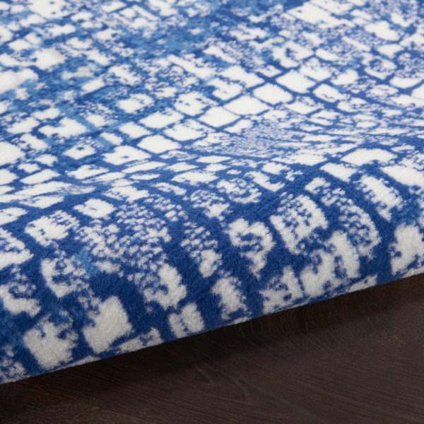5?x 7?Ivory and Navy Abstract Grids Area Rug - Image 5