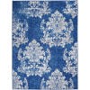 6?x 9?Navy and Ivory Damask Area Rug