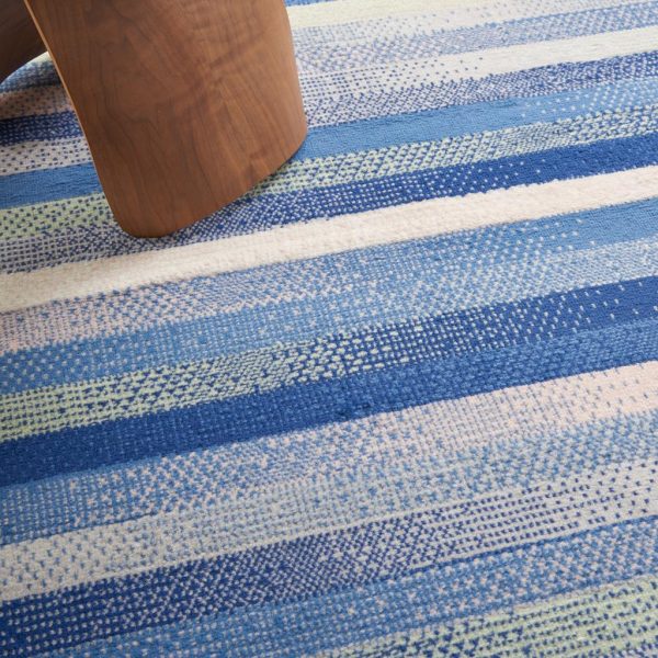 6?x 9?Blue and Ivory Halftone Stripe Area Rug - Image 2