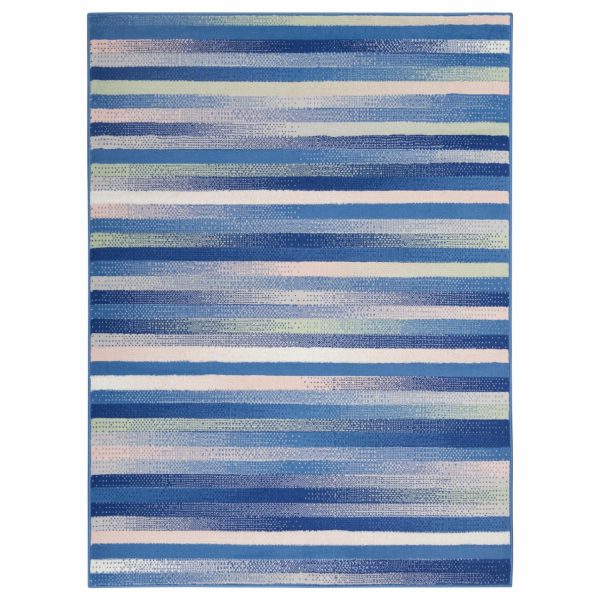 6?x 9?Blue and Ivory Halftone Stripe Area Rug - Image 4