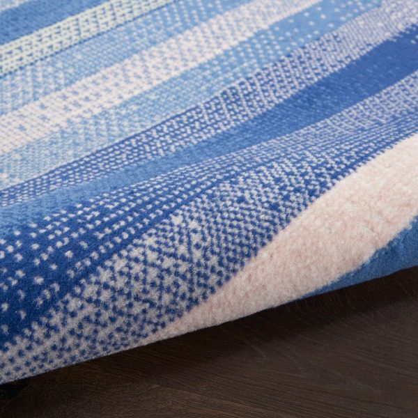 6?x 9?Blue and Ivory Halftone Stripe Area Rug - Image 5