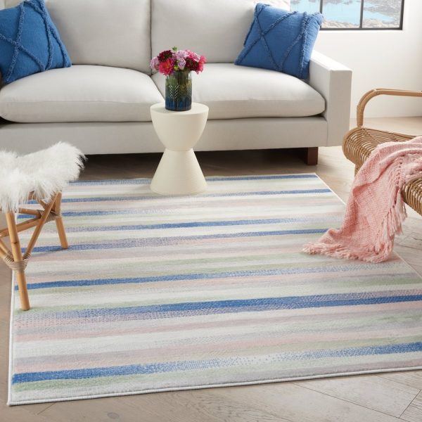 4?x 6?Ivory Halftone Stripe Area Rug - Image 3