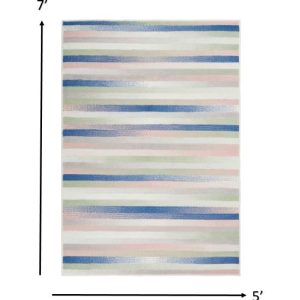 5?x 7?Ivory Halftone Stripe Area Rug