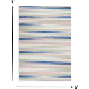 6?x 9?Ivory Halftone Stripe Area Rug