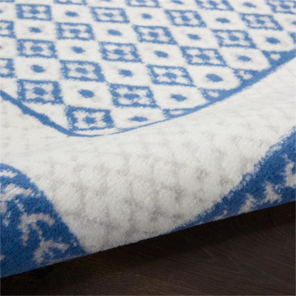 6?x 9?Ivory and Blue Geometric Area Rug - Image 5