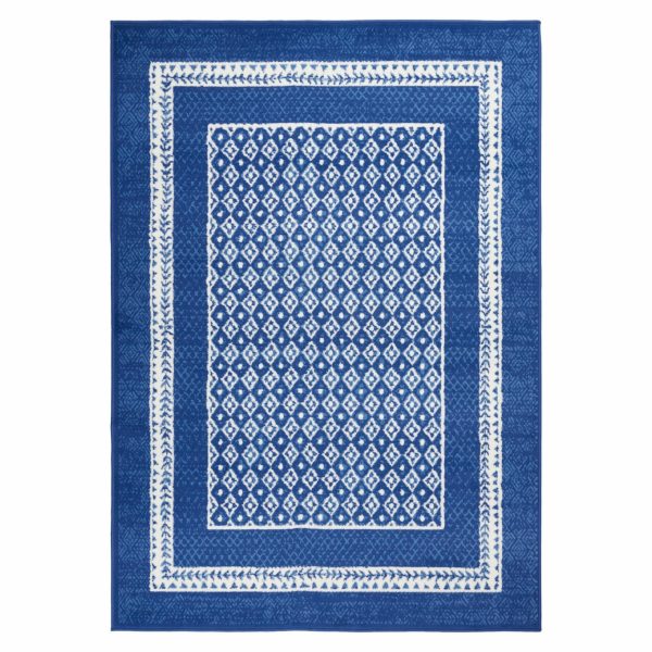 5?x 7?Navy and Ivory Geometric Area Rug - Image 4