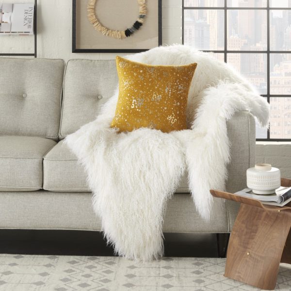 Mustard and Silver Throw Pillow - Image 3