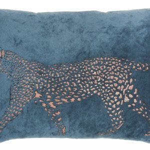 Bold Teal Leopard Lumbar Pillow
