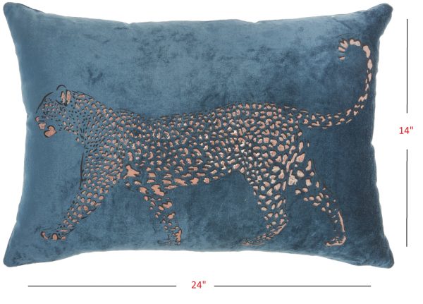Bold Teal Leopard Lumbar Pillow - Image 5