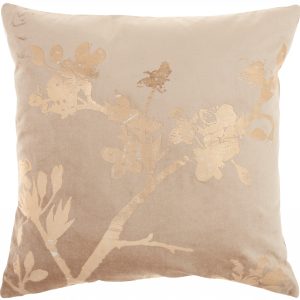 Pink Accent Throw Pillow with Rose Gold Floral Design