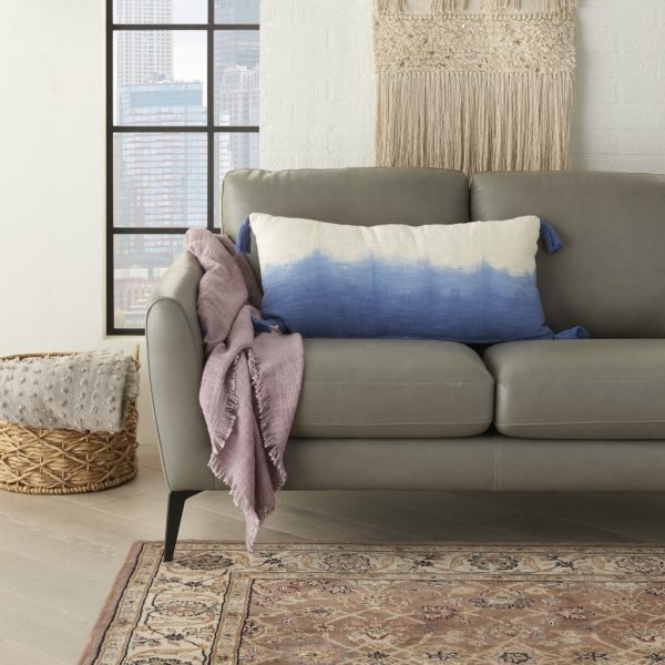 Blue Ombre Tasseled Lumbar Pillow - Image 3